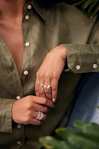 Micro White Finish Pebble Cora Ring by Love letter