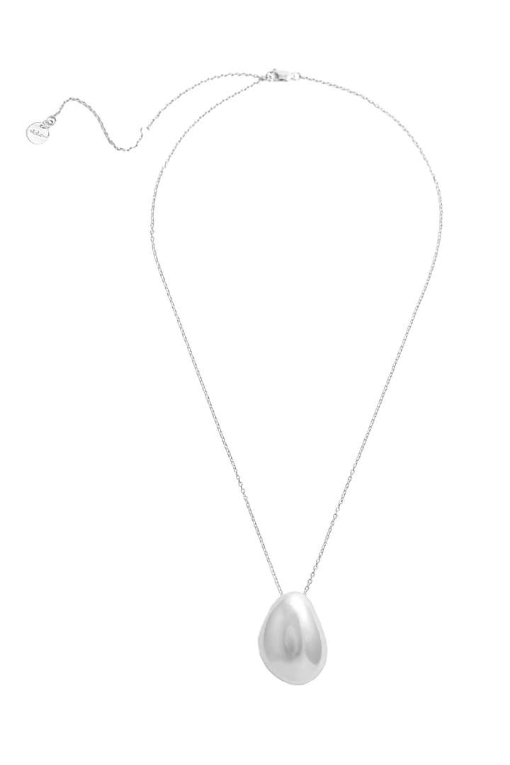Micro White Finish Pebble Pendant Necklace by Love letter