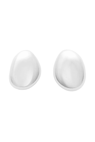 Micro White Finish Cobble Stud Earrings by Love letter