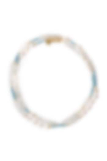 Aqua Freshwater Pearl & Metal Beaded Necklace by Love letter
