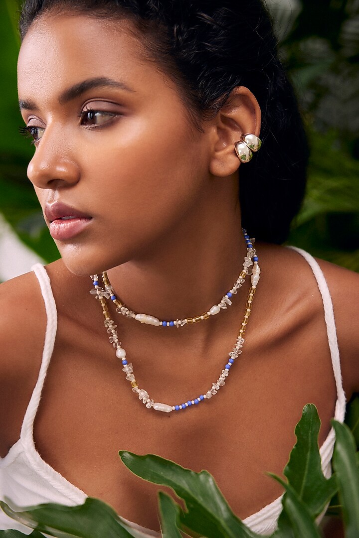 Multi-Colored Freshwater Pearl & Glass Beaded Necklace by Love letter at Pernia's Pop Up Shop