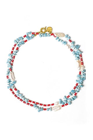 Multi-Colored Freshwater Pearl & Glass Beaded Necklace by Love letter