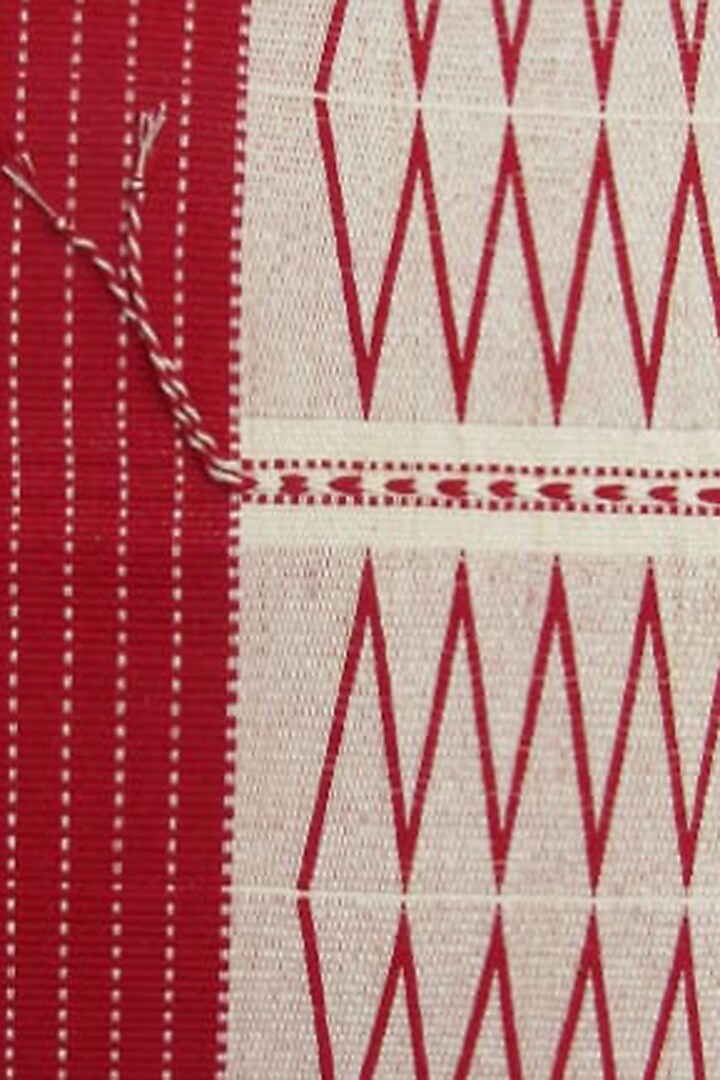 Red & White Cotton Handwoven Cushion Covers (Set of 2) by Lovitoli at Pernia's Pop Up Shop