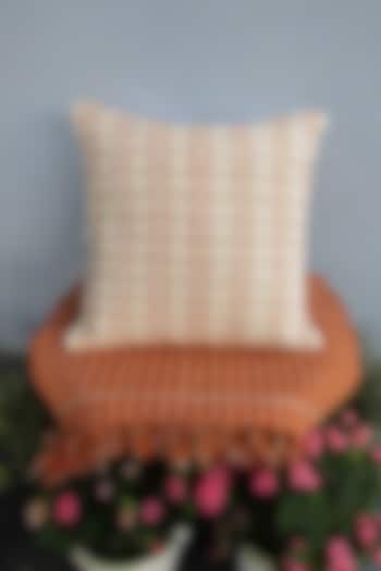 Orange & White Cotton Handwoven Cushion Covers (Set of 2) by Lovitoli