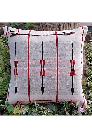 Black & Pink Cotton Handwoven Cushion Covers (Set of 2) by Lovitoli