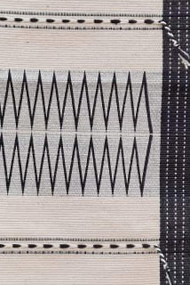 White & Black Cotton Handwoven Akutusu Table Runner by Lovitoli at Pernia's Pop Up Shop