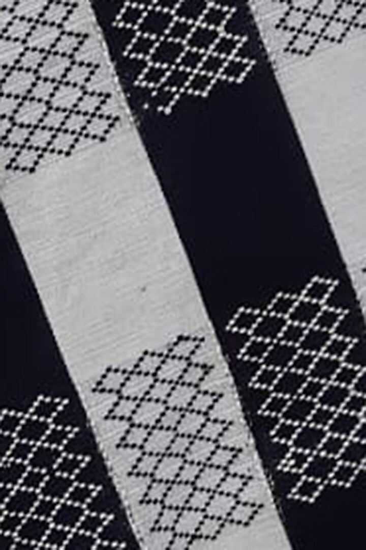 Black & White Cotton Handwoven Stole by Lovitoli at Pernia's Pop Up Shop