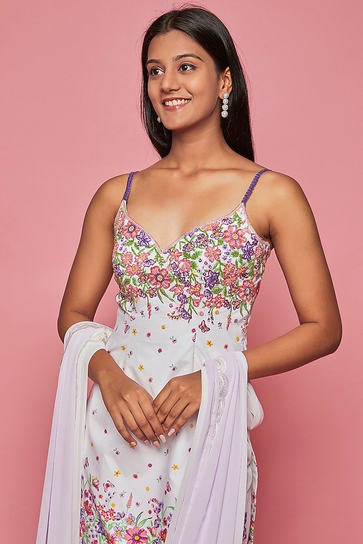 Ivory Cotton Party Wear Sharara Set by LABEL PRIYANKA KAR at Pernia's Pop Up Shop