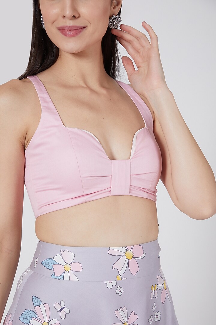 Grey & Pink Printed Lehenga Set by LABEL PRIYANKA KAR at Pernia's Pop Up Shop