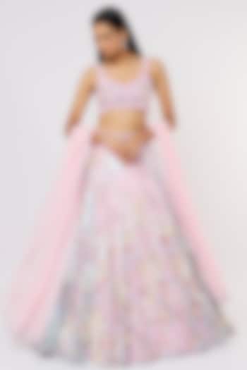 Pink Sequins Embroidered Wedding Lehenga Set by LABEL PRIYANKA KAR at Pernia's Pop Up Shop