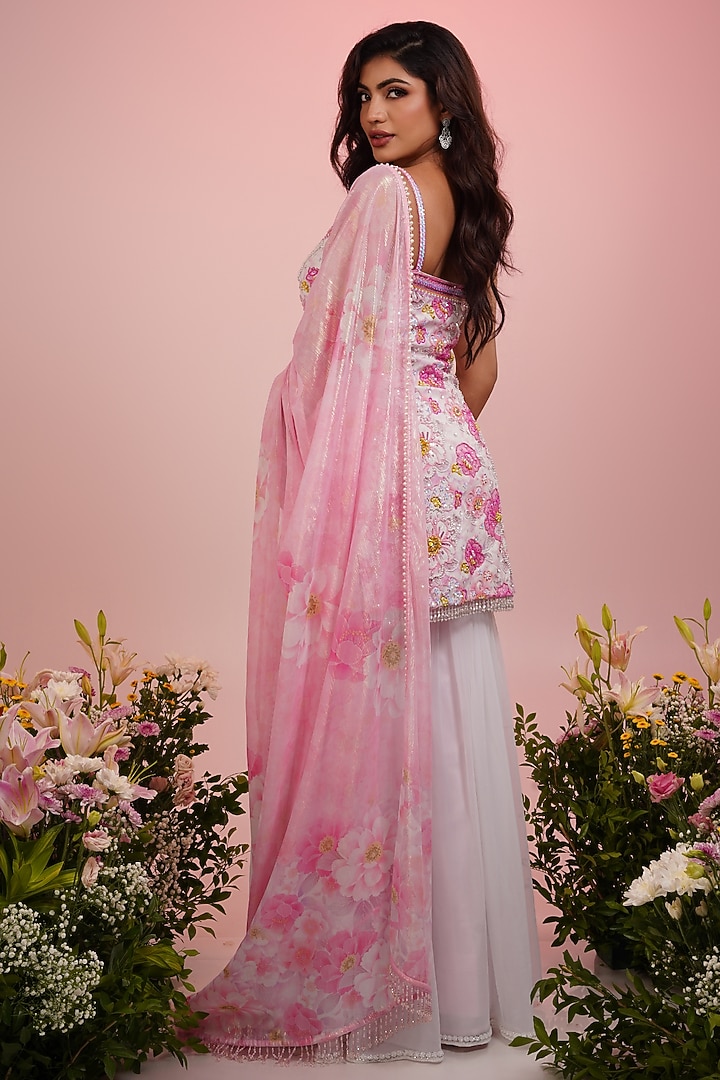 Pink Viscose Wedding Sharara Set by LABEL PRIYANKA KAR at Pernia's Pop Up Shop