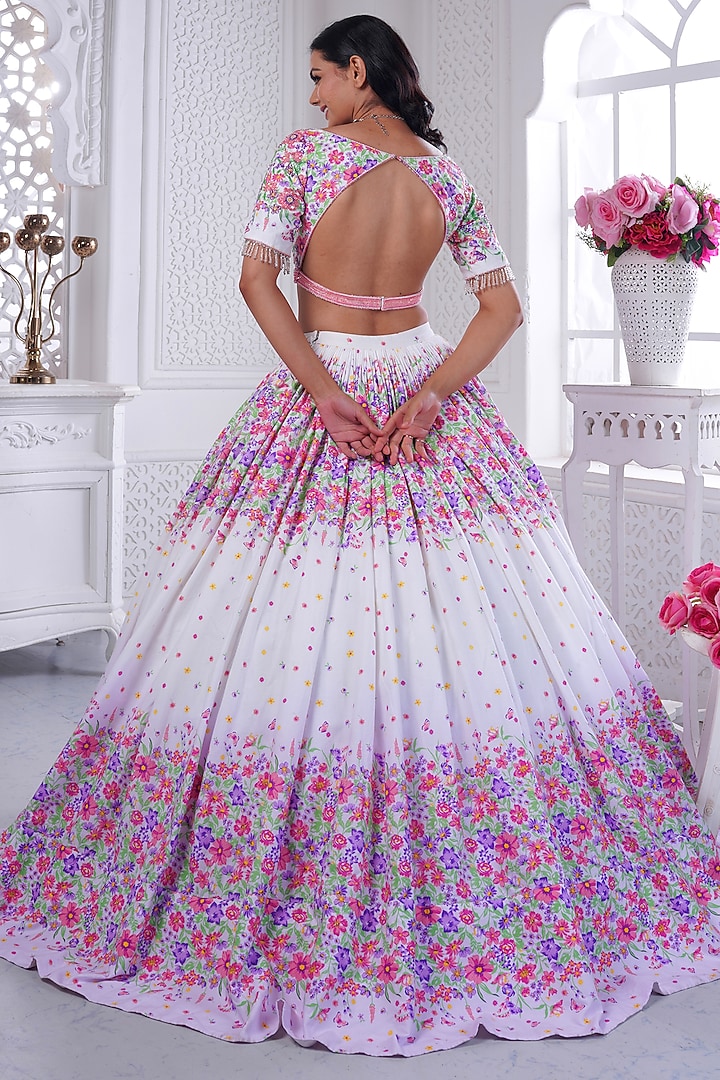 Purple Cotton Printed & Embroidered Wedding Lehenga Set by LABEL PRIYANKA KAR at Pernia's Pop Up Shop
