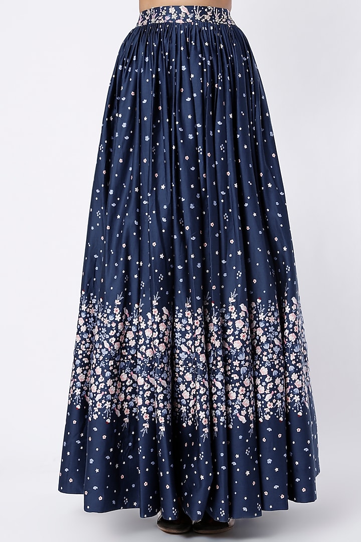 Indigo Blue Aari Embroidered Wedding Lehenga Set by LABEL PRIYANKA KAR at Pernia's Pop Up Shop