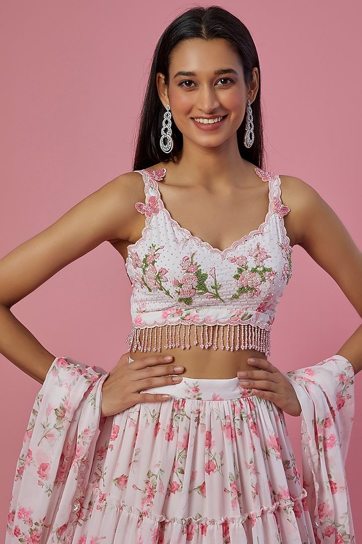 Blush Pink Embroidered & Printed Wedding Lehenga Set by LABEL PRIYANKA KAR at Pernia's Pop Up Shop