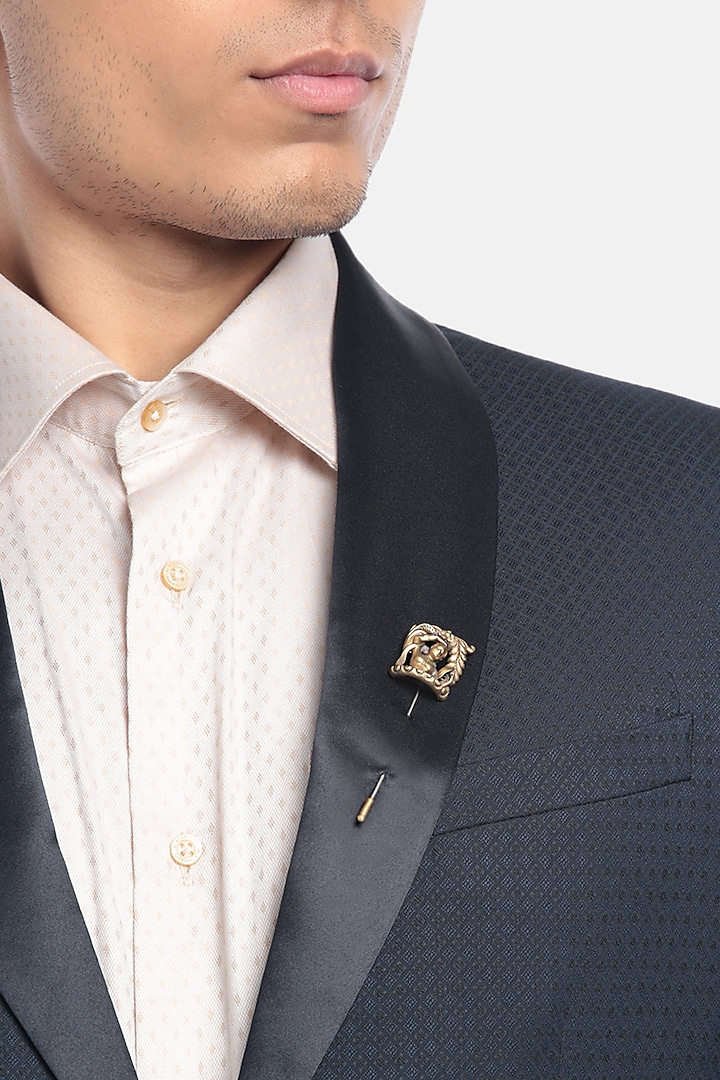 Antique Gold Finish Khajuraho Lapel Pin by Cosa Nostraa at Pernia's Pop Up Shop