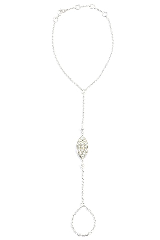 Silver finish seed pearl hand harness by Lai