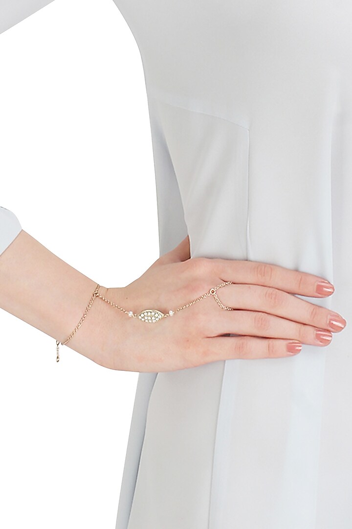 Silver finish seed pearl hand harness available only at Pernia's Pop Up Shop.