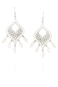 Silver finish seed pearls cut out earrings available only at Pernia's ...