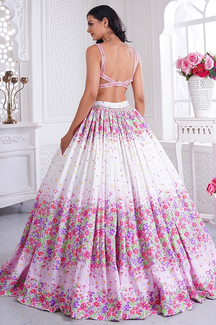 Pink Cotton Printed & Embroidered Wedding Lehenga Set by LABEL PRIYANKA KAR at Pernia's Pop Up Shop