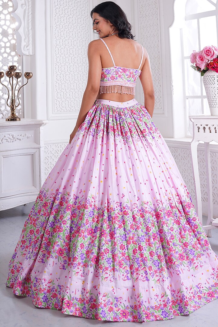 Pink Cotton Printed & Embroidered Wedding Lehenga Set by LABEL PRIYANKA KAR at Pernia's Pop Up Shop