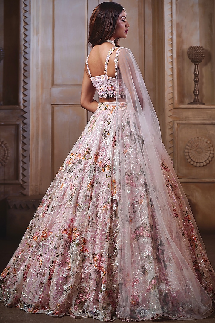 Blush Pink Embroidered Lehenga Set Design by LABEL PRIYANKA KAR at ...