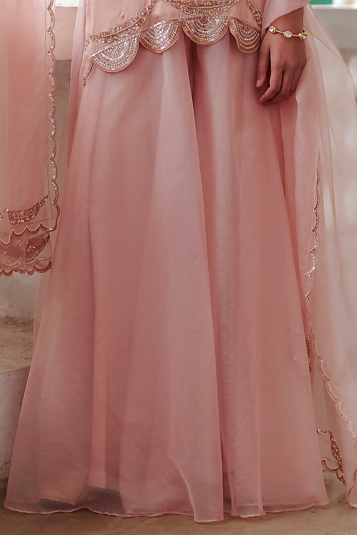 Old Rose Pink Organza Wedding Sharara Set by Label RSD at Pernia's Pop Up Shop
