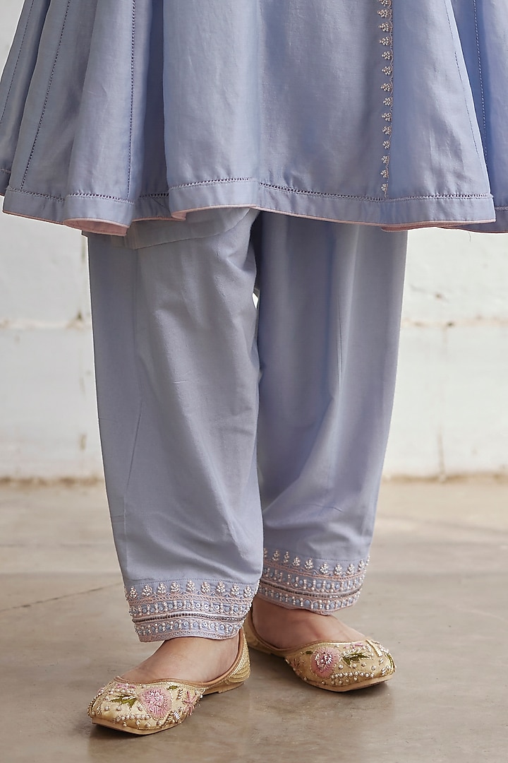 Light Purple Chanderi Mirror Work Party Wear Anarkali Set by Label RSD at Pernia's Pop Up Shop