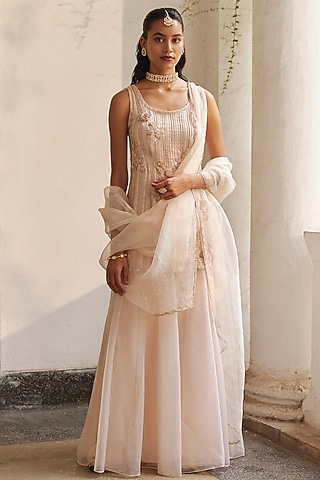 Powder Pink Organza Sharara Set by Label RSD