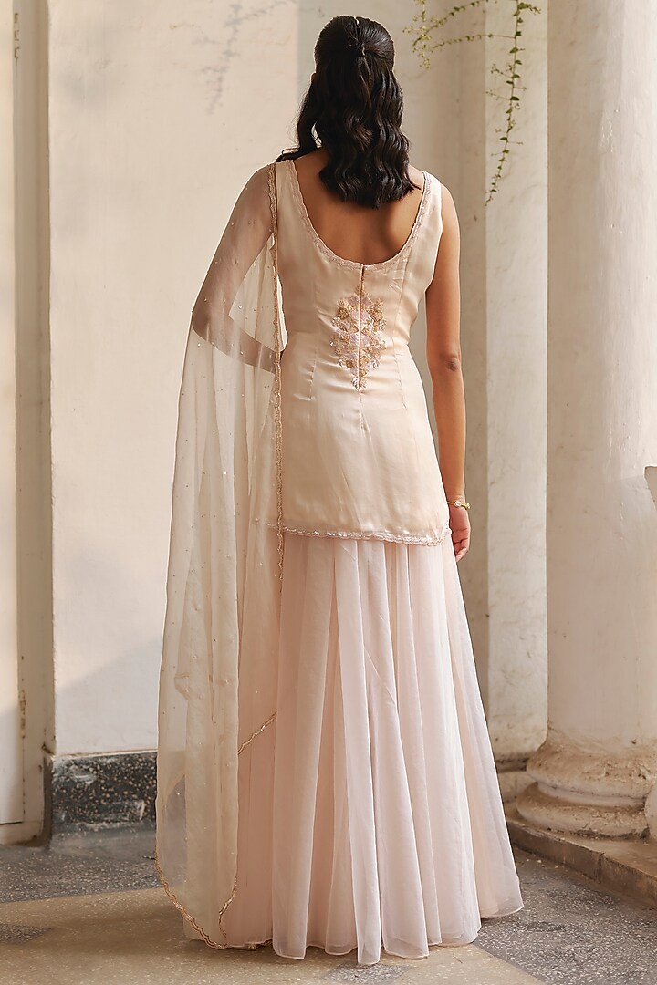 Powder Pink Organza Wedding Sharara Set by Label RSD at Pernia's Pop Up Shop