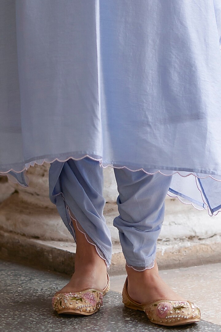 Blue Chanderi Sequins & Applique Kurta Set by Label RSD at Pernia's Pop Up Shop