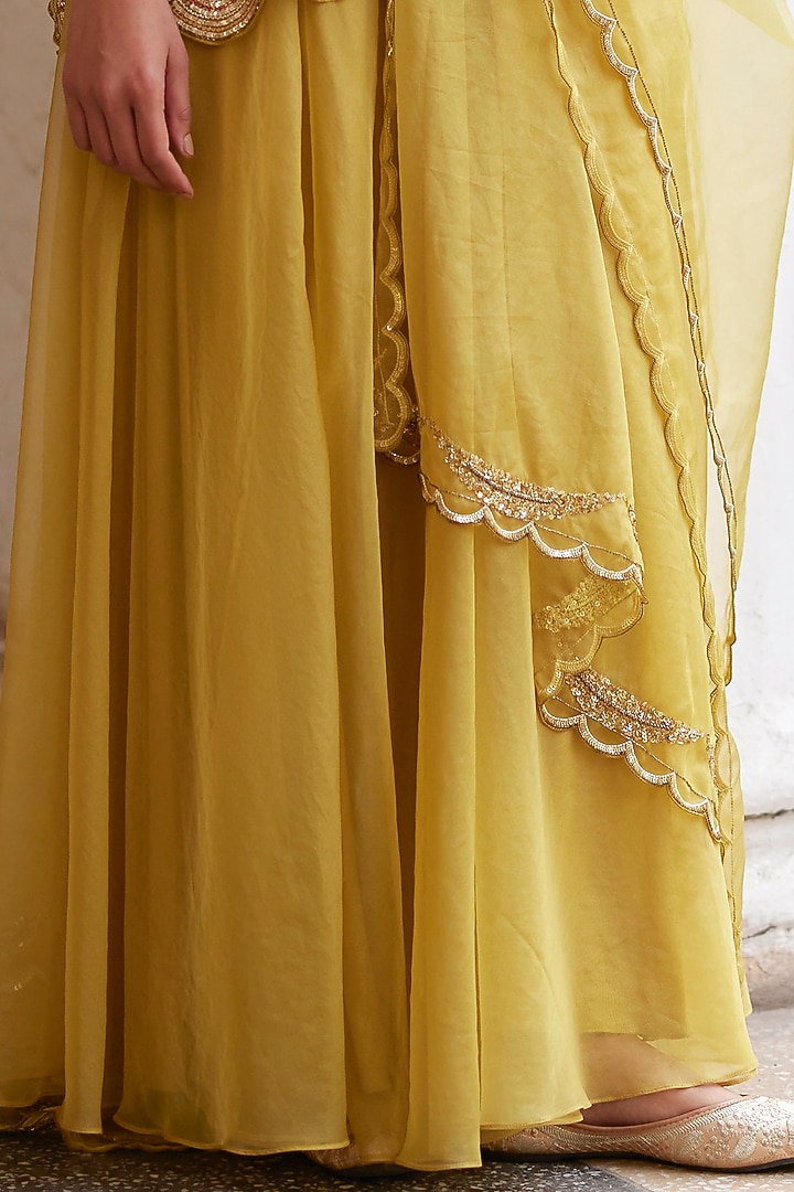 Mehendi Green Organza Flowy Wedding Sharara Set by Label RSD at Pernia's Pop Up Shop