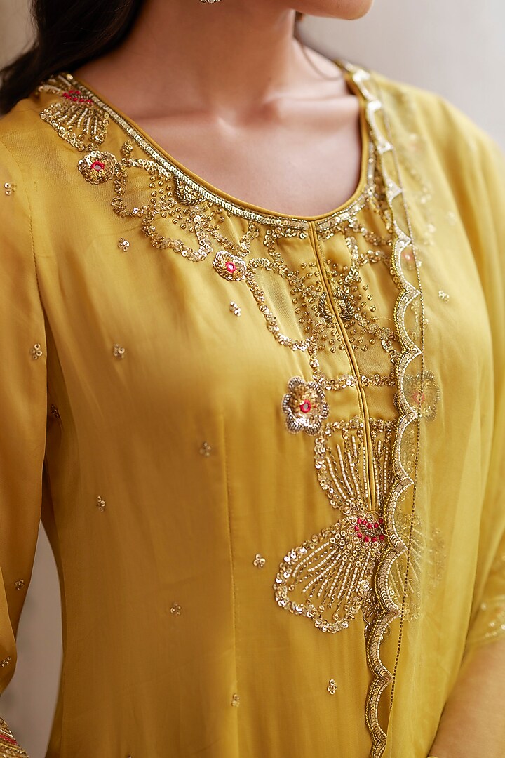 Mehendi Green Organza Flowy Wedding Sharara Set by Label RSD at Pernia's Pop Up Shop