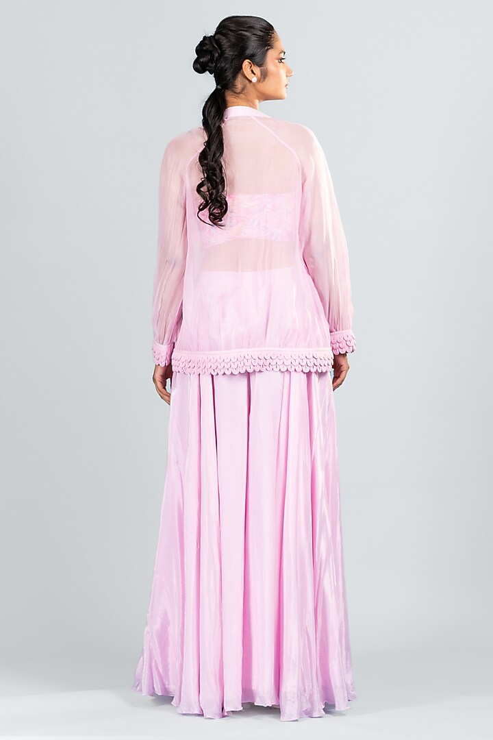 Pink Organza & Silk Pant Set by Label Sayaanika at Pernia's Pop Up Shop