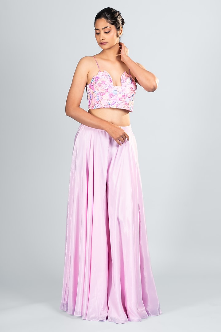Pink Organza & Silk Pant Set by Label Sayaanika at Pernia's Pop Up Shop