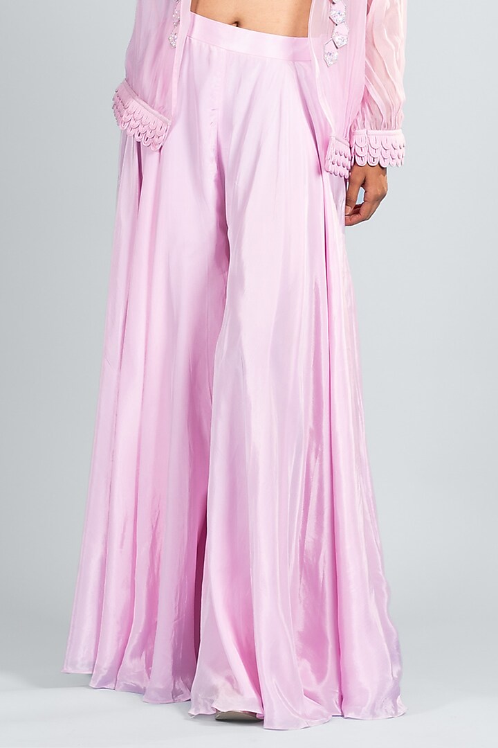 Pink Organza & Silk Pant Set by Label Sayaanika at Pernia's Pop Up Shop