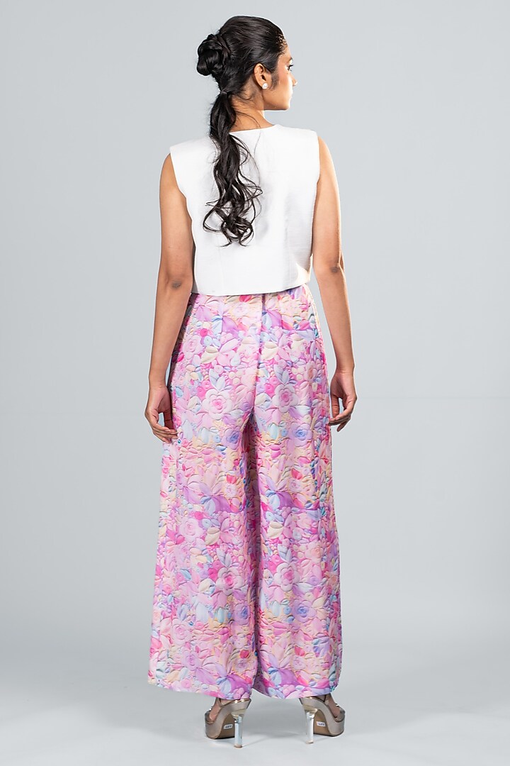 Pink Organza & Dola Silk Floral Printed Jumpsuit With Jacket by Label Sayaanika at Pernia's Pop Up Shop