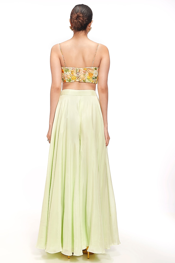 Mint Green Organza Flared Pant Set by Label Sayaanika at Pernia's Pop Up Shop