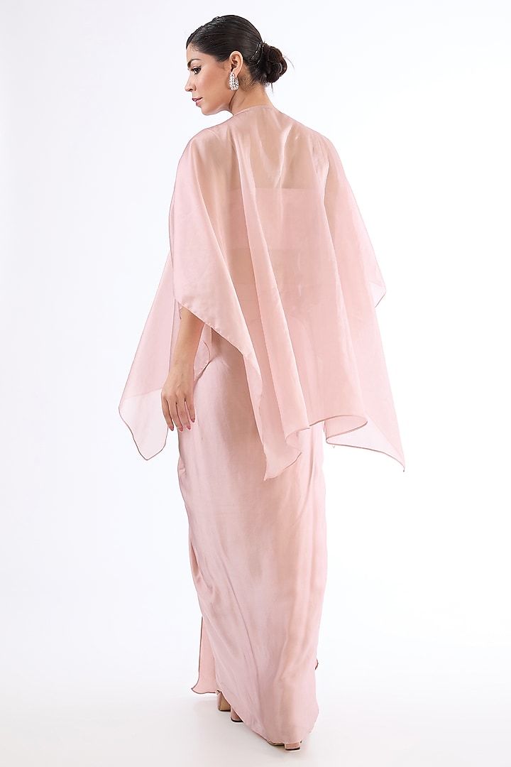 Pink Organza Embellished Kaftan Set by LASHA at Pernia's Pop Up Shop