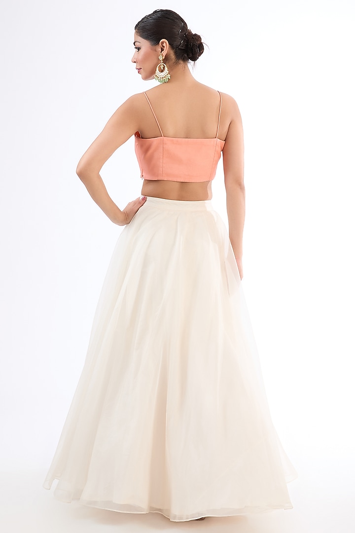 Peach Shaded Organza Hand Embroidered Cape Set by LASHA at Pernia's Pop Up Shop