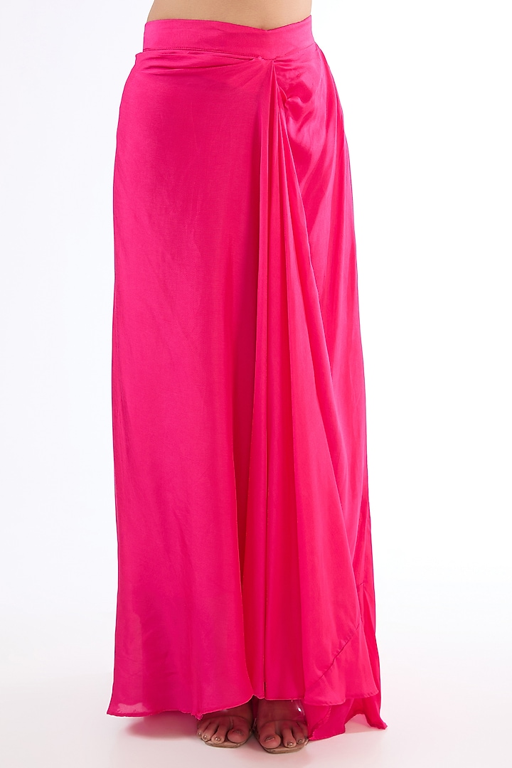 Fuschia Pink Cotton Silk Dabka Embroidered Kaftan Set by LASHA at Pernia's Pop Up Shop