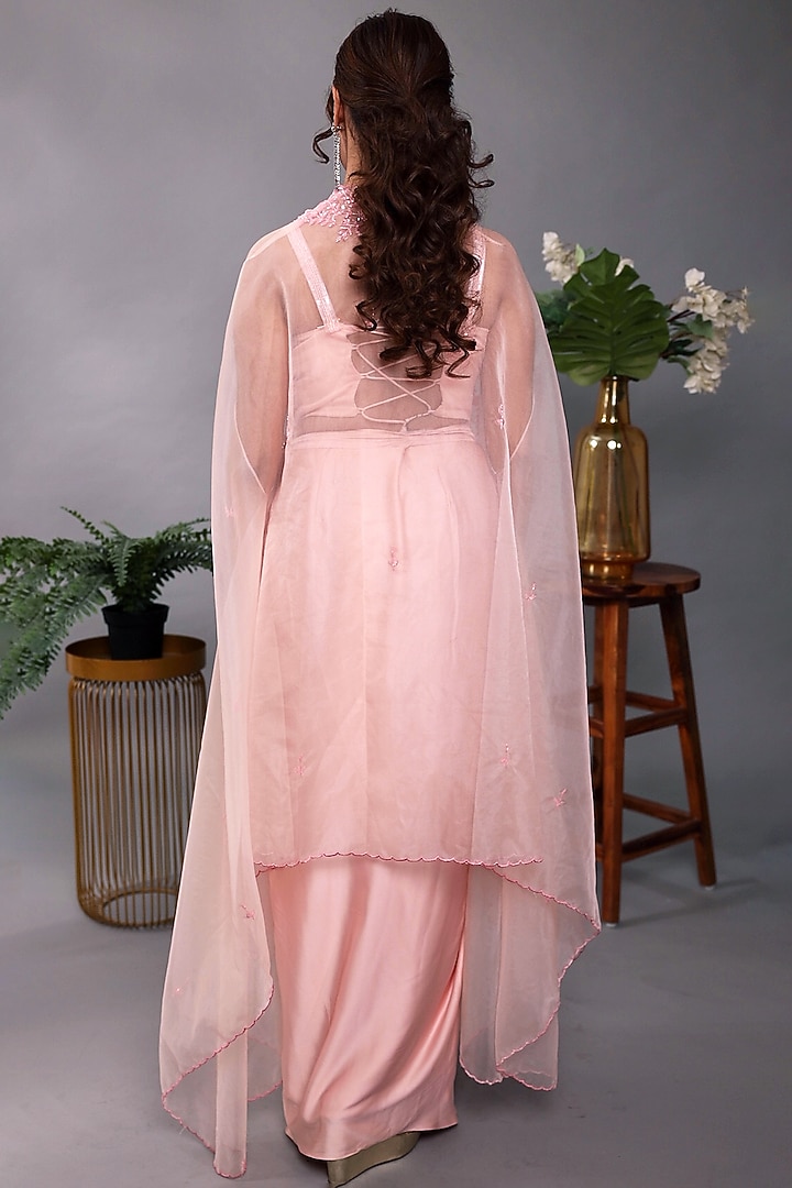 Pink Italian Satin Draped Skirt Set by LASHA at Pernia's Pop Up Shop