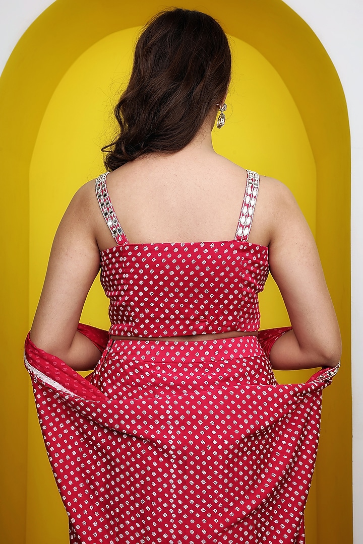 Pink Satin Georgette Bandhani Printed Skirt Set by LASHA at Pernia's Pop Up Shop