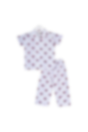 White Printed Nightsuit Set For Boys by Little Stars at Pernia's Pop Up Shop