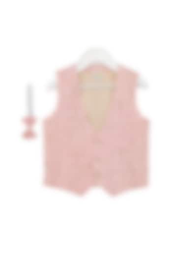 Peach Embroidered Waistcoat With Bow For Boys by Little Stars