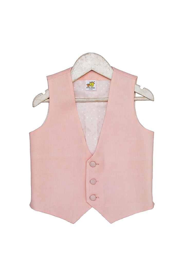 Peach Cotton Cotton Waistcoat For Boys by Little Stars