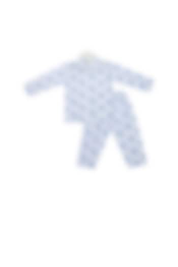 White Aeroplane Printed Night Suit For Boys by Little Stars