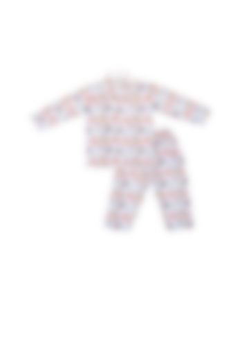 White Sports Printed Night Suit Set For Boys by Little Stars