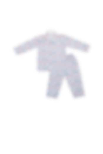 White Transport Printed Night Suit Set For Boys by Little Stars