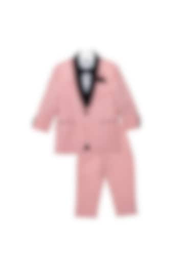 Pink & Black Tuxedo Set With Bow For Boys by Little Stars