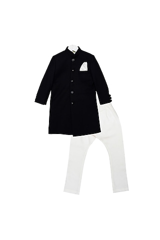 Black & White Jacket Set For Boys by Little Stars